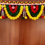 Multicolor Woolen Pom Pom Handmade Traditional Toran For Home Shop & Temple - Image 3