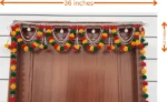 Multicolor Woolen Pom Pom Handmade Traditional Toran For Home Shop & Temple - Image 3