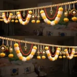 Yellow Woolen Pom Pom Handmade Traditional Toran For Home Shop & Temple - Image 3