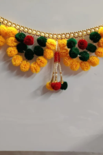 Yellow Green Red Woolen Pom Pom Handmade Traditional Toran For Home Shop & Temple