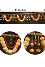 Yellow Woolen Pom Pom Handmade Traditional Toran For Home Shop & Temple - Image 2