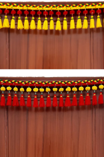 Multicolor Woolen Pom Pom Handmade Traditional Toran For Home Shop & Temple