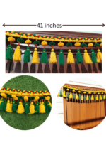 Yellow Green Red Gold Woolen Pom Pom Handmade Traditional Toran For Home Shop & Temple - Image 2