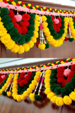 Multicolor Woolen Pom Pom Handmade Traditional Toran For Home Shop & Temple