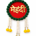 Golden Green Mdf Sheet Pom Pom Wall Hanging For Wedding