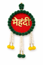 Golden Green Mdf Sheet Pom Pom Wall Hanging For Wedding