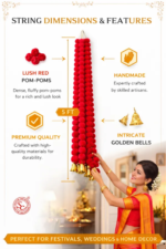 Multicolor Woolen Pom Pom Handmade Traditional Toran For Home Shop & Temple - Image 2