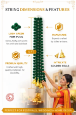 Multicolor Woolen Pom Pom Handmade Traditional Toran For Home Shop & Temple - Image 2