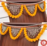 Yellow Woolen Pom Pom Handmade Traditional Toran For Home Shop & Temple - Image 3