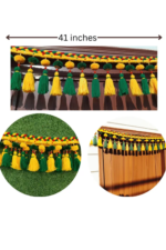 Green & Yellow Woolen Pom Pom Handmade Traditional Toran For Home Shop & Temple - Image 2